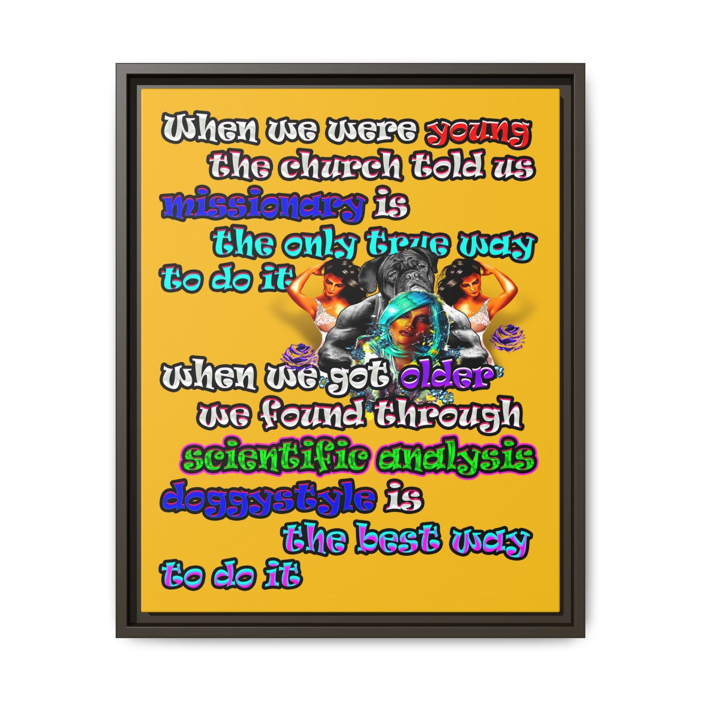 doggystyle - framed canvas art (yellow)
