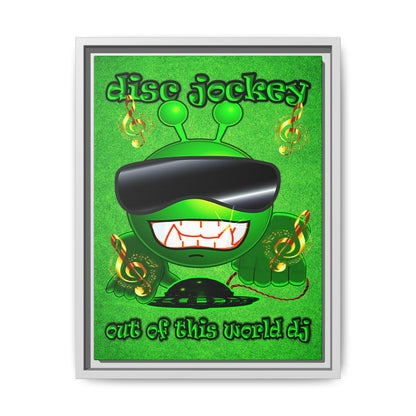 disc jockey - framed canvas art (green turf)