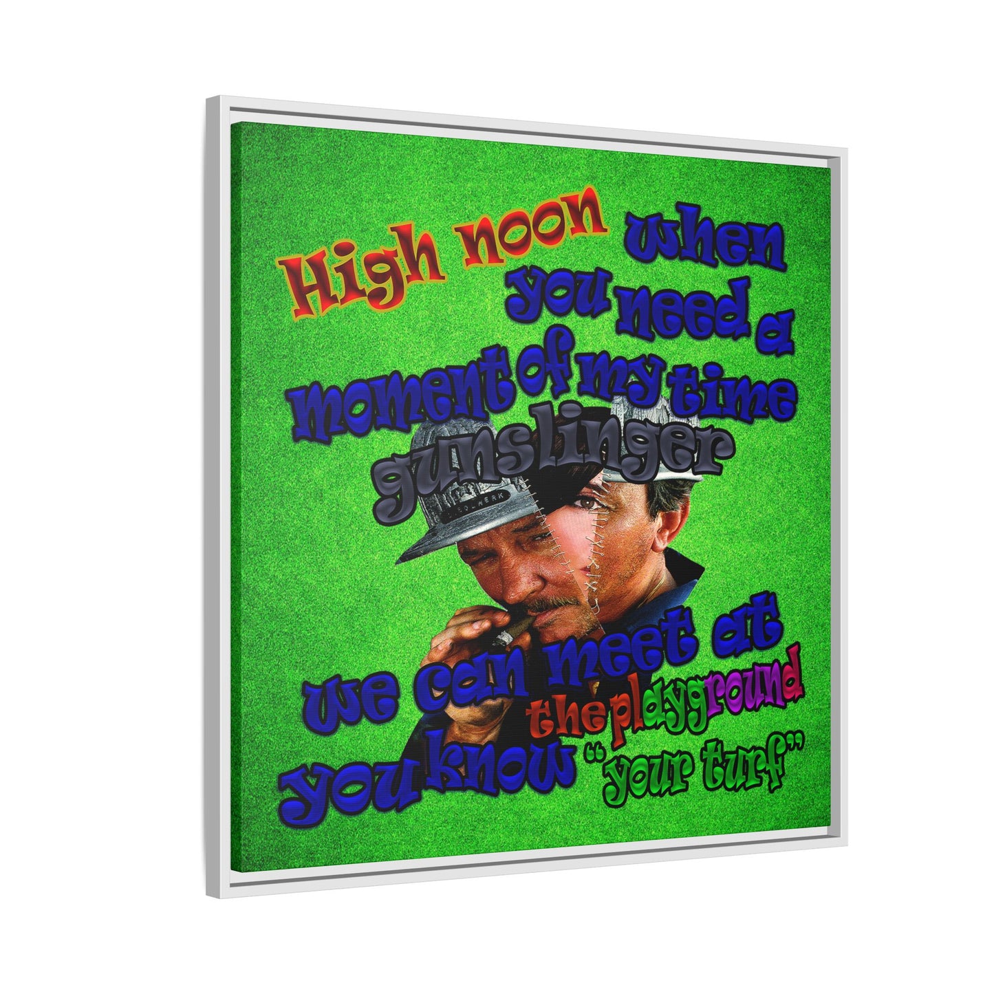 high noon - framed canvas art (green turf)