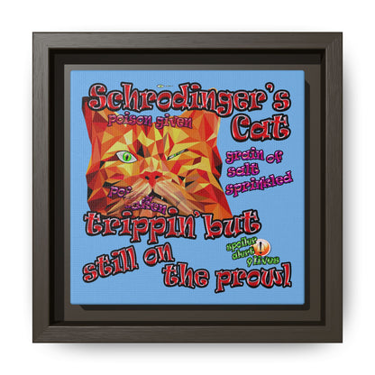 schrodinger's cat - framed canvas art (light blue)
