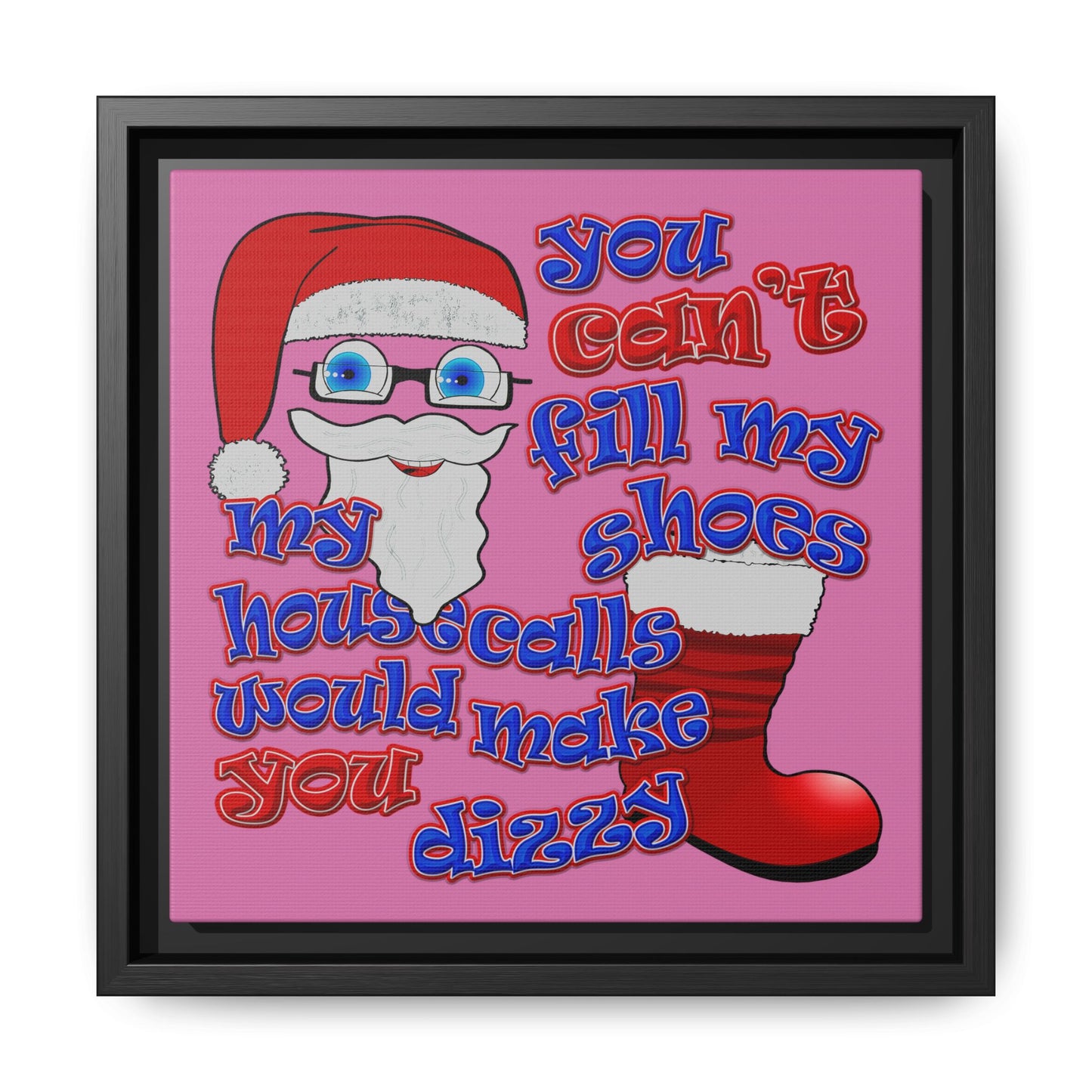santa's shoes - framed canvas art (light pink)