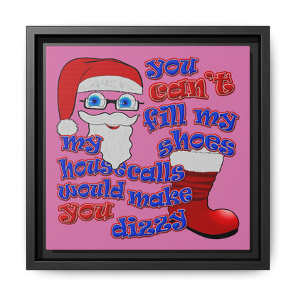 santa's shoes - framed canvas art (light pink)