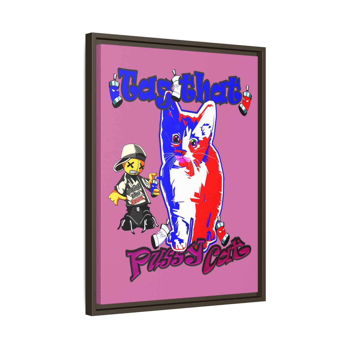 tag that - framed canvas art (light pink)