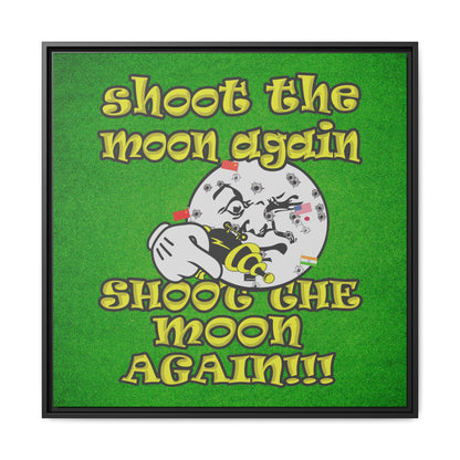 shoot the moon again - framed canvas art (green turf)