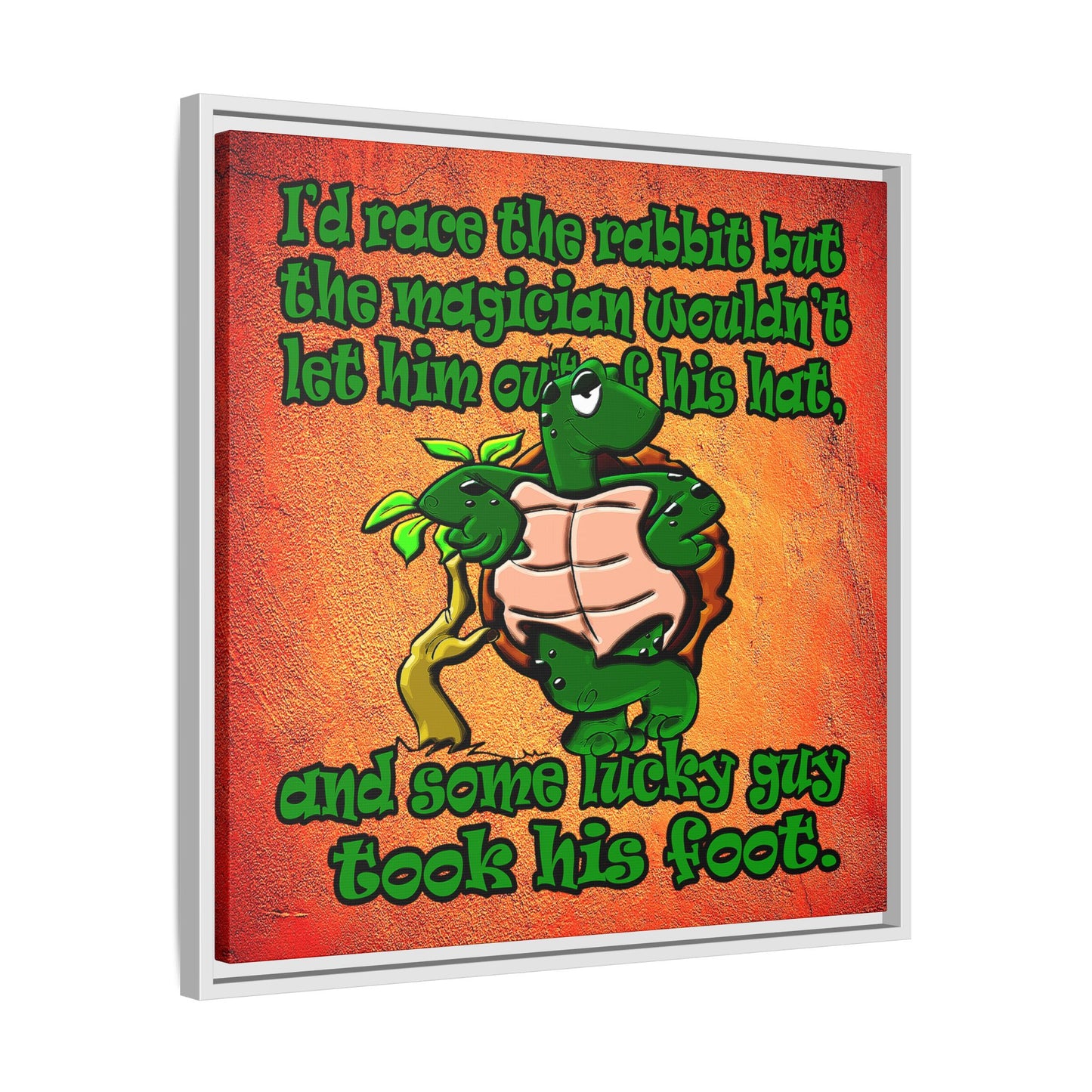 turtle race - framed canvas art (burnt orange)