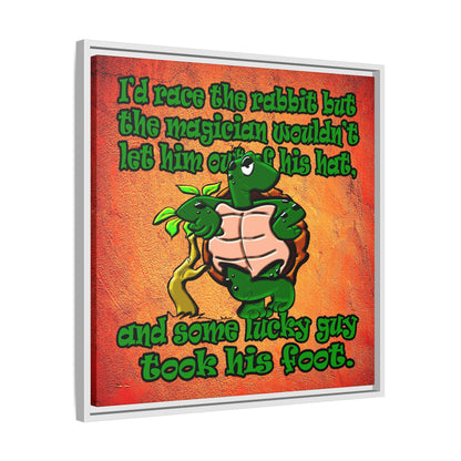 turtle race - framed canvas art (burnt orange)