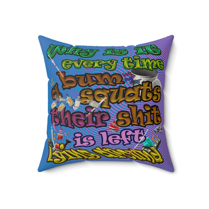 the bum's shit - Faux Suede Square Pillow - (light blue-purple wave)