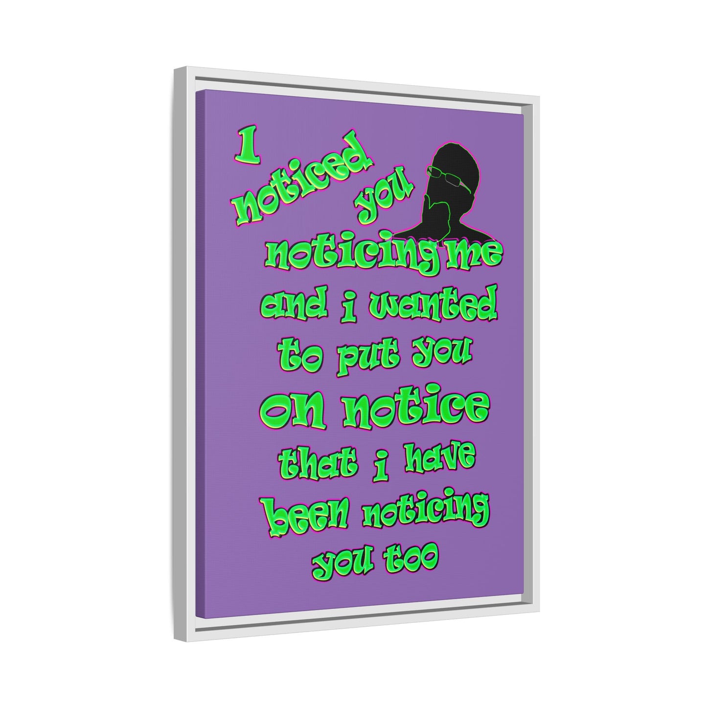 noticed you noticing - framed canvas art (light purple)