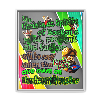 christmas spirits of boston - framed canvas art (rainbow split)