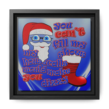 santa's shoes - framed canvas art (blue-white wave)