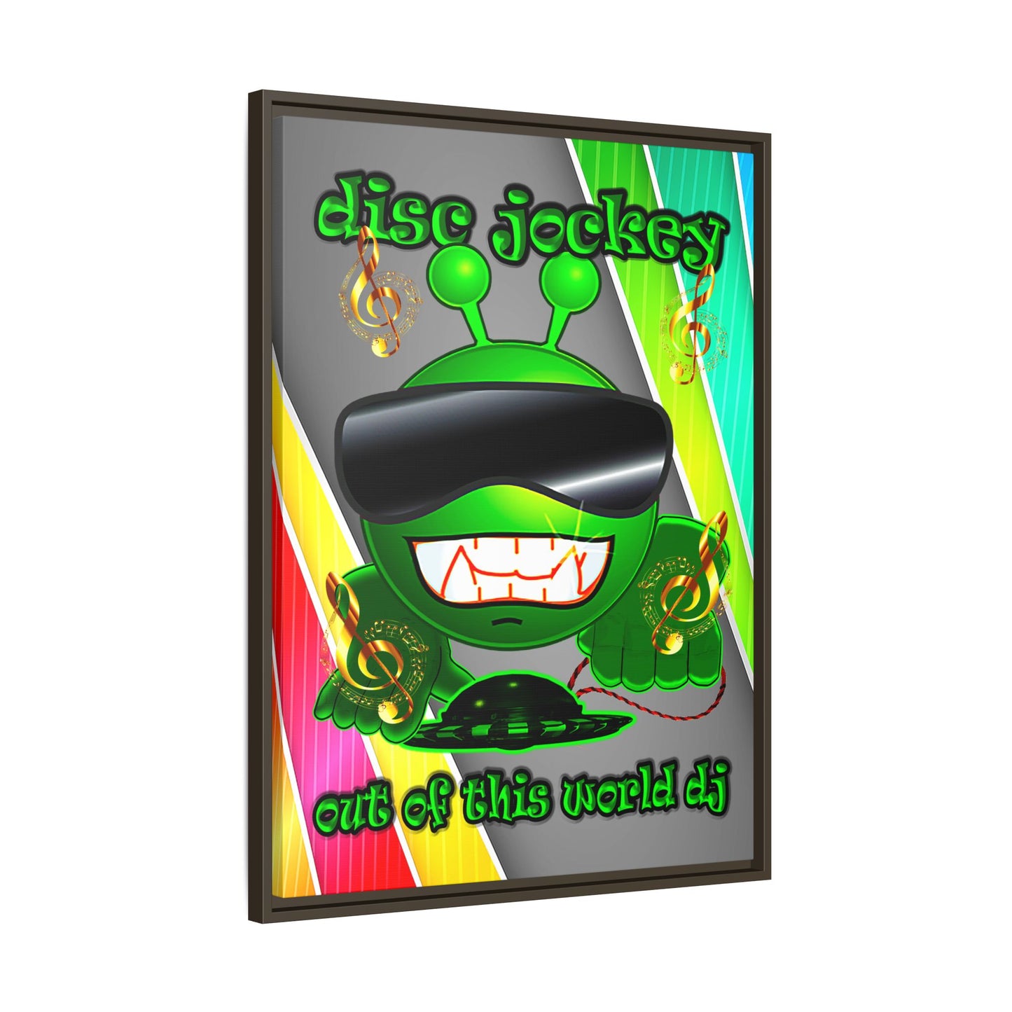 disc jockey - framed canvas art (rainbow split)