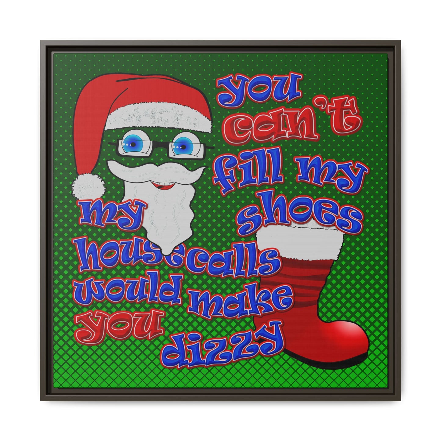 santa's shoes - framed canvas art (logo green)