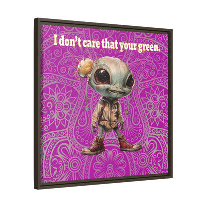 I don't care that your green - framed canvas art (pink swirl)