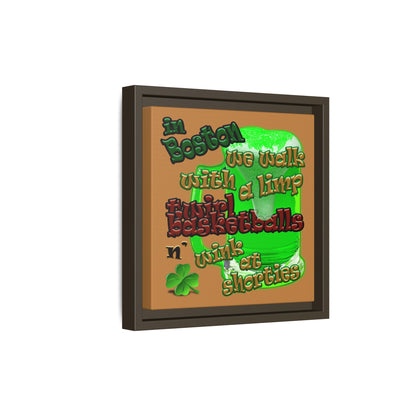 celtics logo - framed canvas art (light brown)