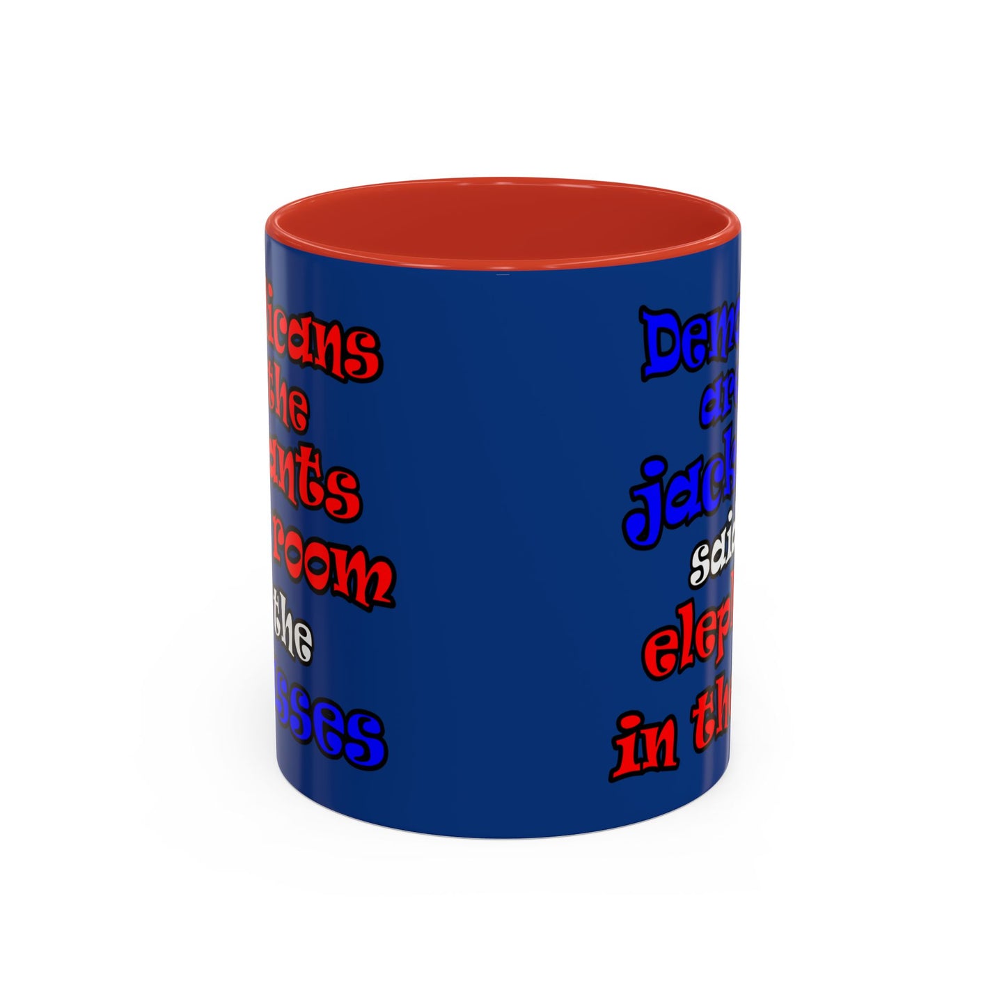 donkeys and elephants - Accent Mug (dark blue)