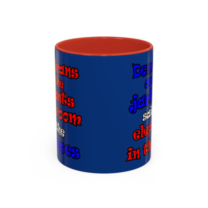 donkeys and elephants - Accent Mug (dark blue)