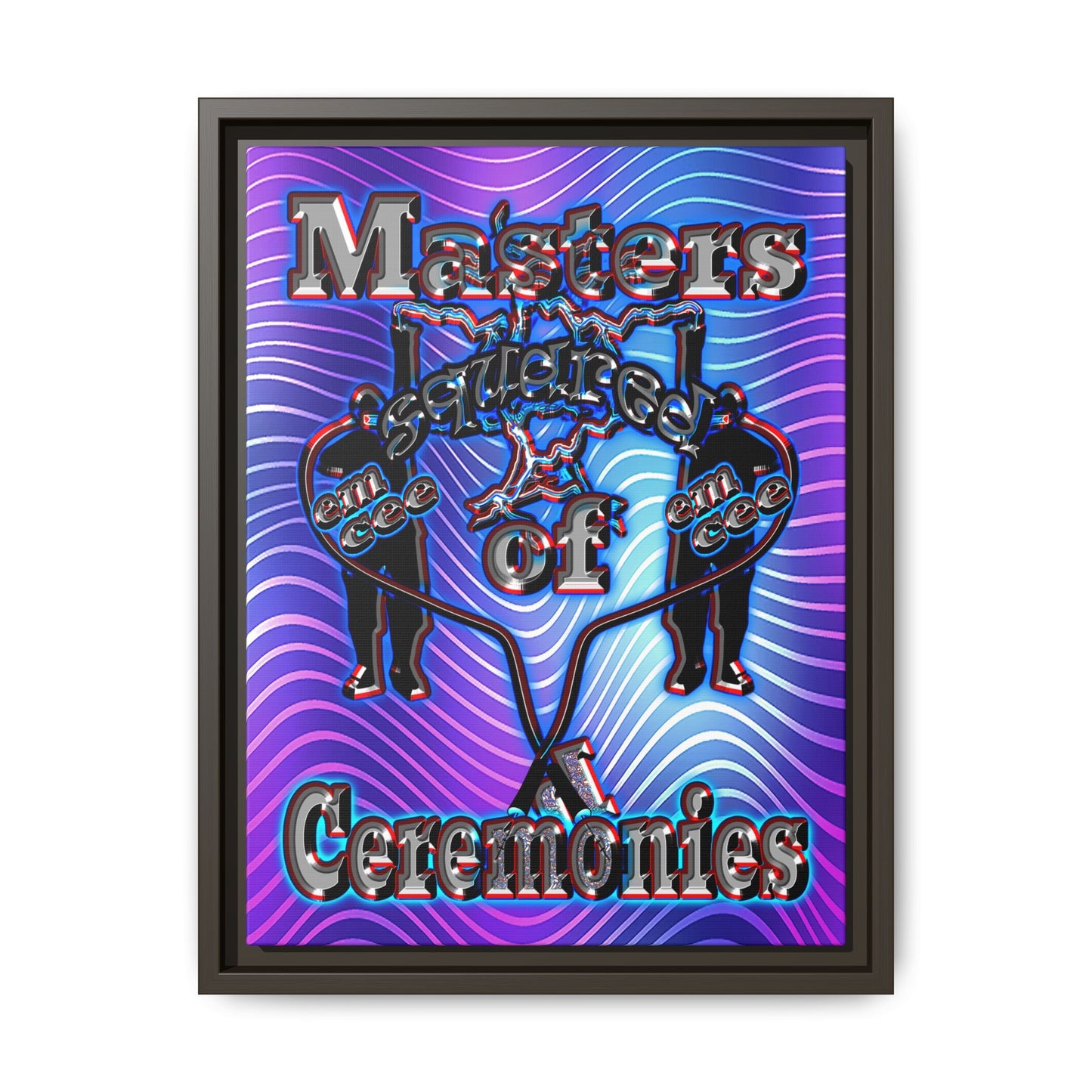 em cee squared - framed canvas art (purple wave)