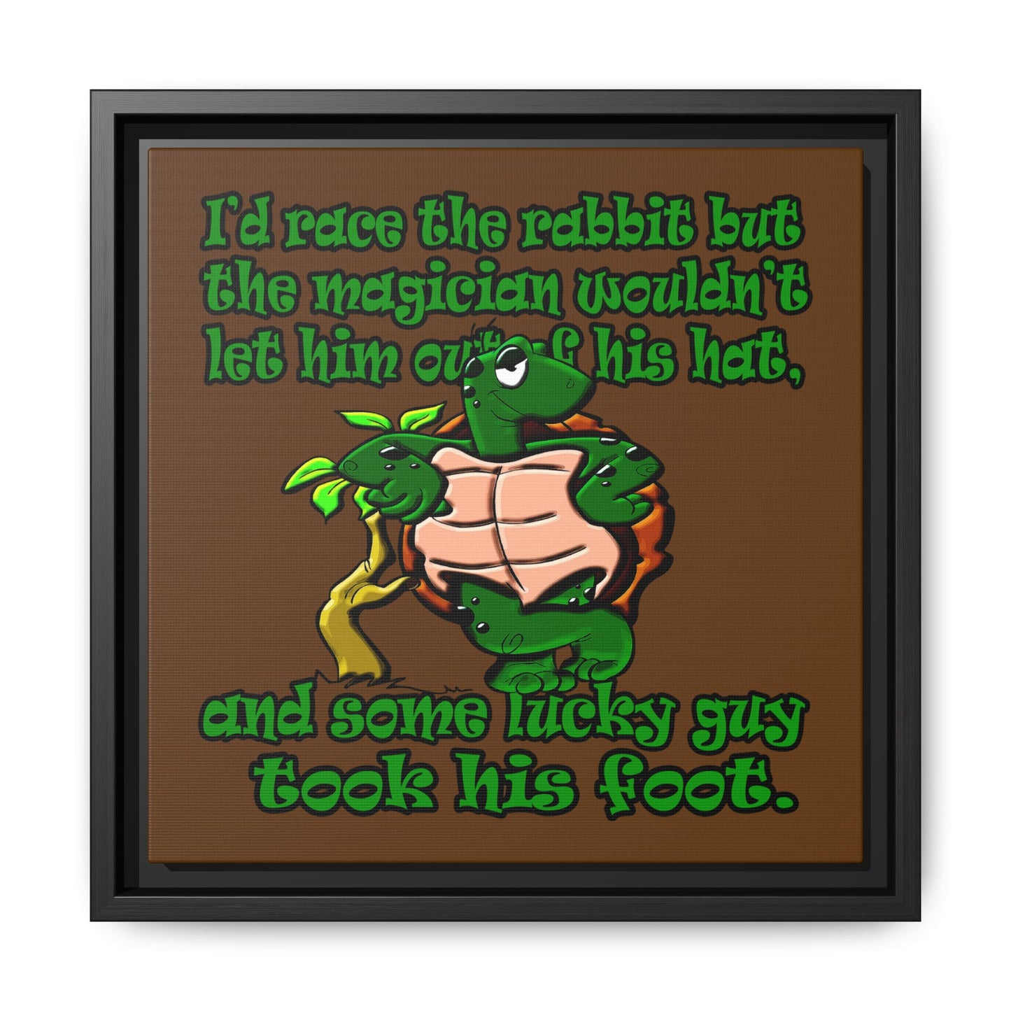 turtle race - framed canvas art (brown)
