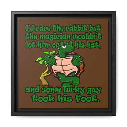 turtle race - framed canvas art (brown)
