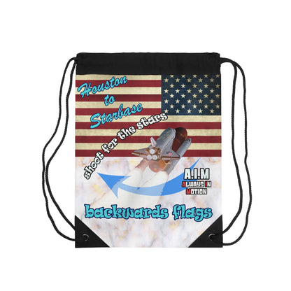 shoot for the stars - Drawstring Bag (white marble)