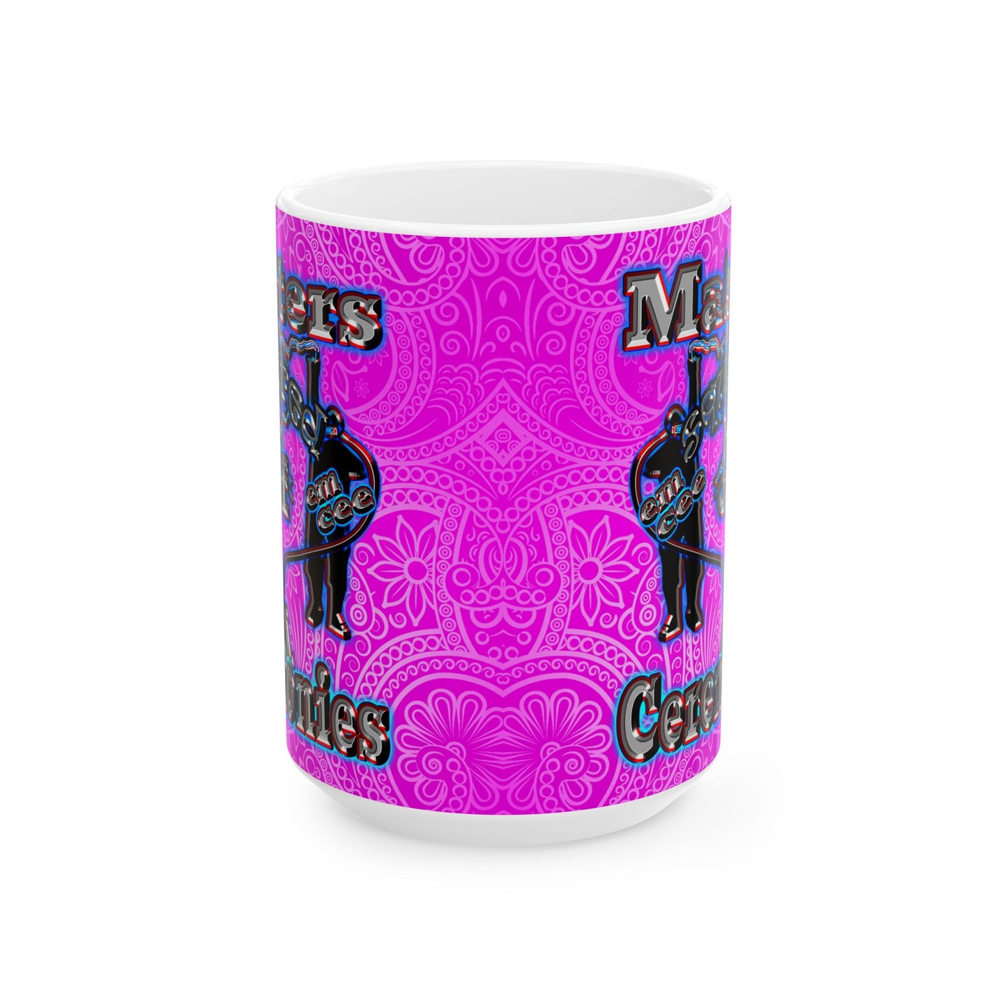 em cee squared - White Mug (pink swirl)