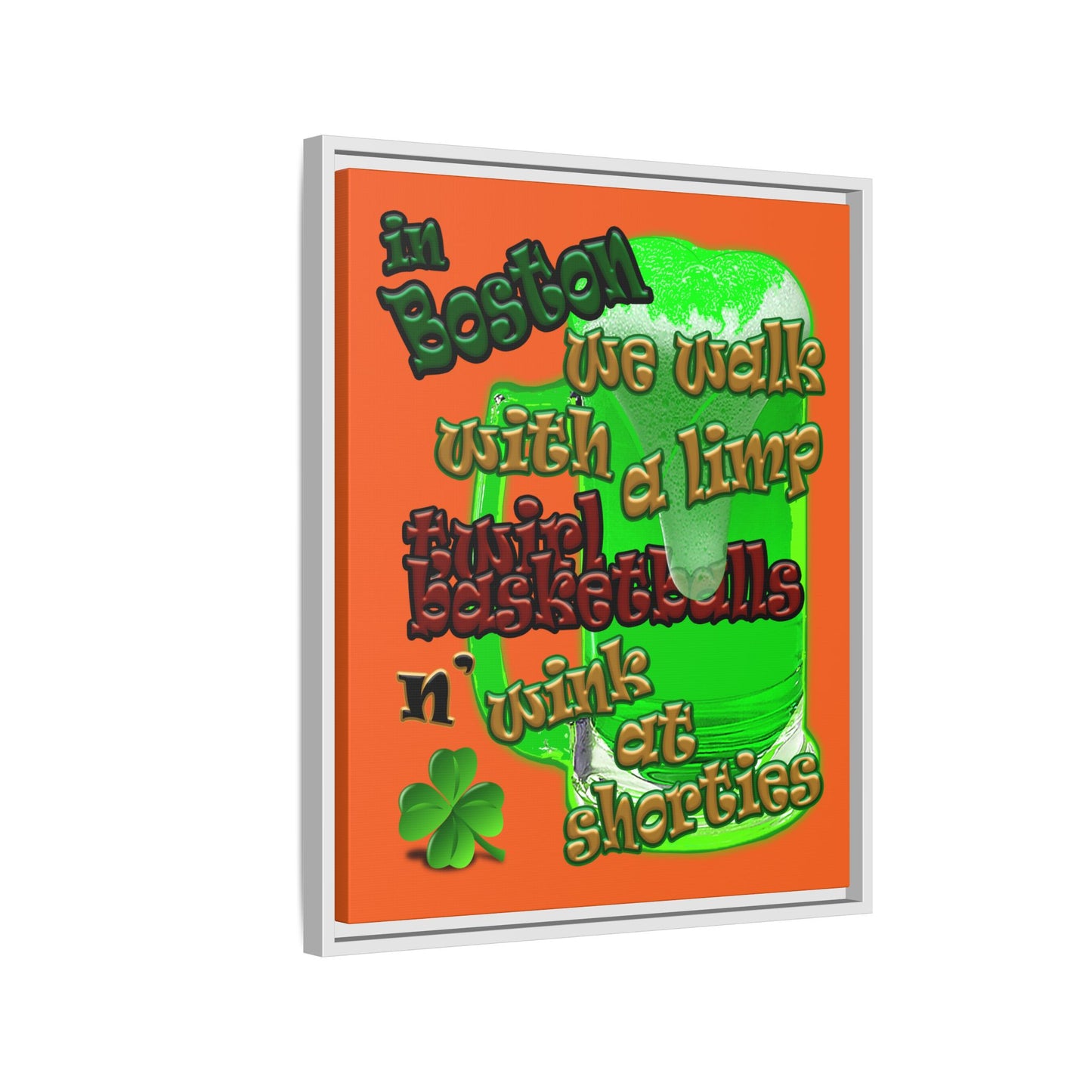 celtics logo - framed canvas art (orange)