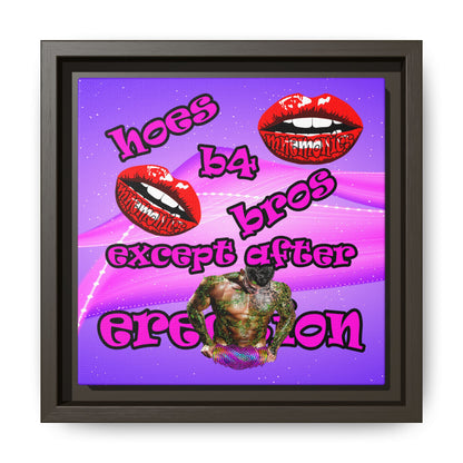 hoes b4 bros - framed canvas art (purple-pink wave)