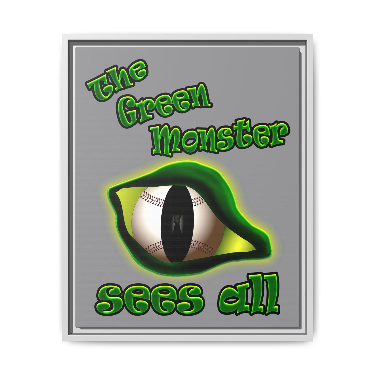 green monster - framed canvas art (grey)
