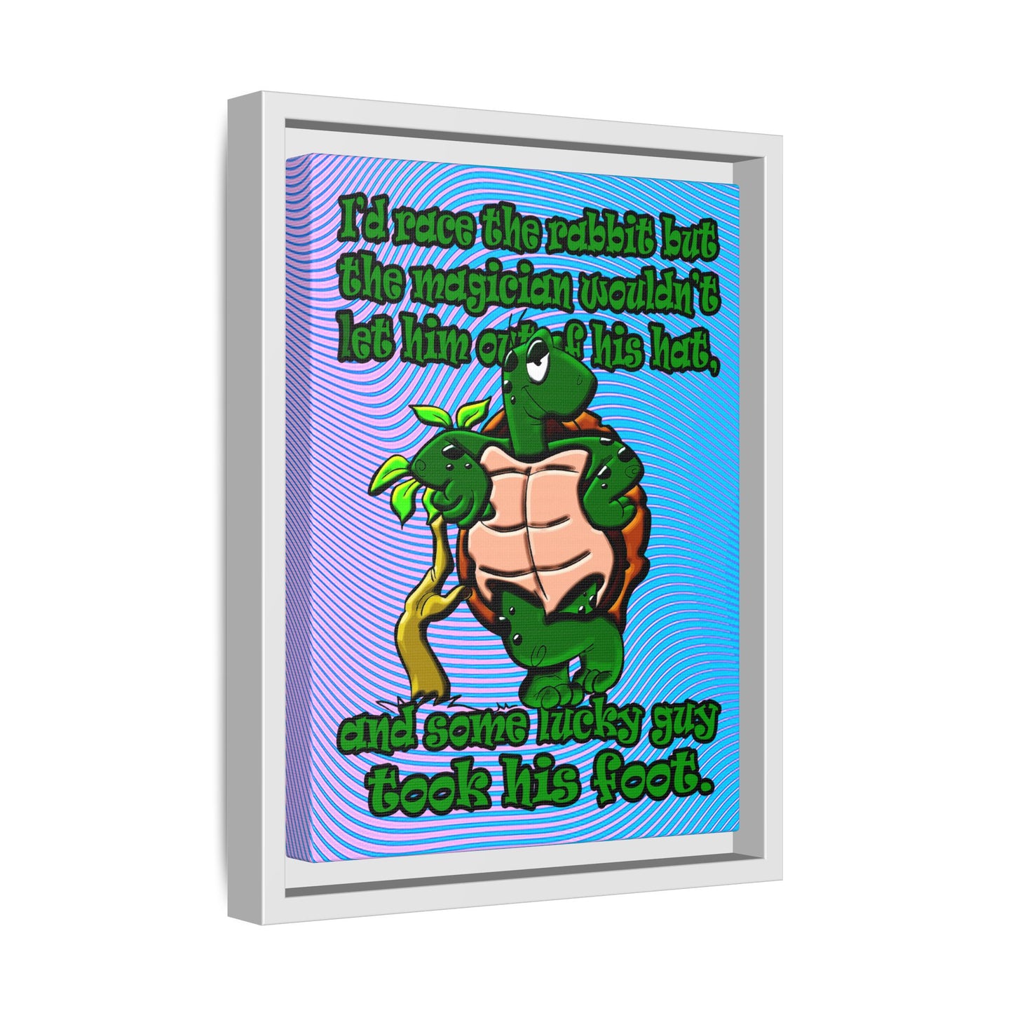 turtle race - framed canvas art (light blue-purple wave)