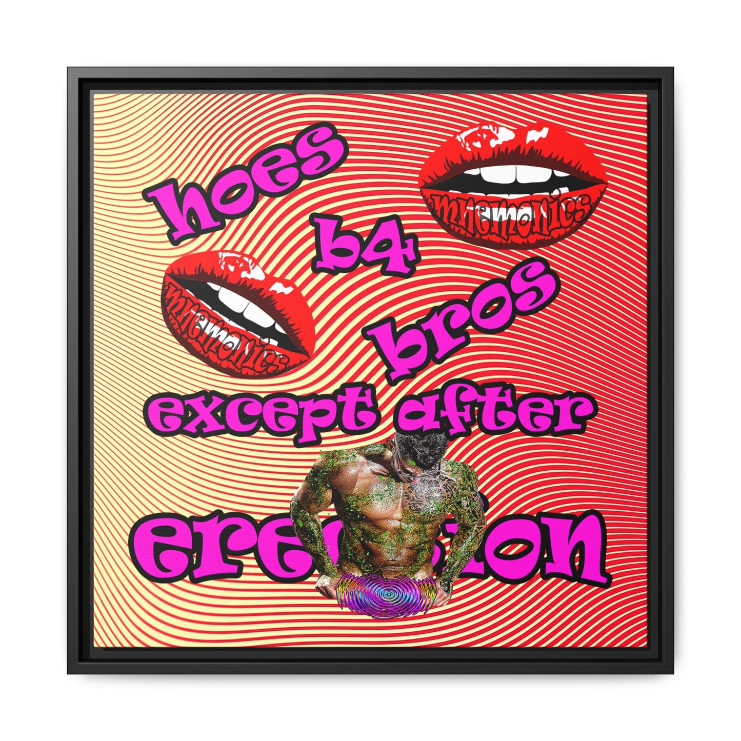 hoes b4 bros - framed canvas art (yellow-orange wave)
