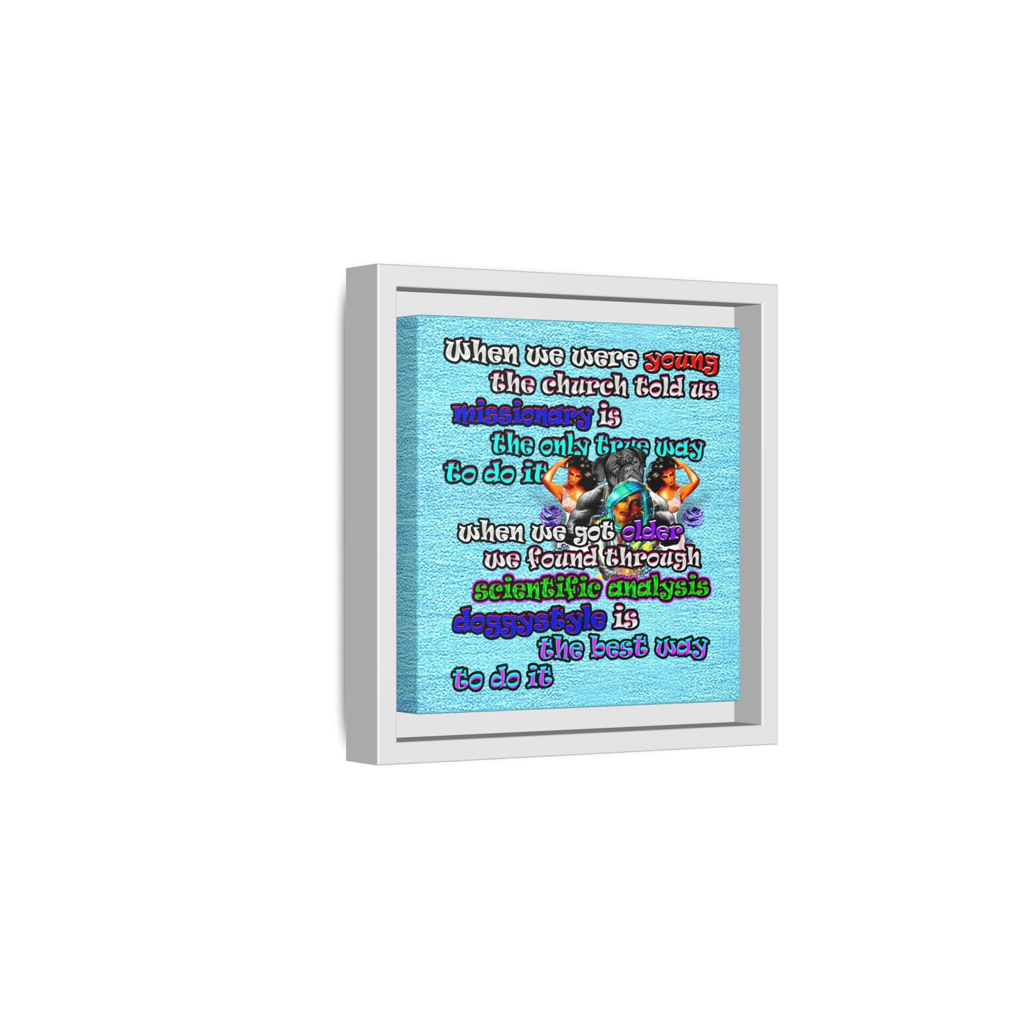 doggystyle - framed canvas art (faded blue)