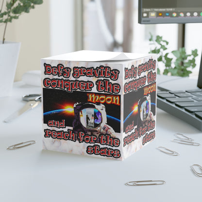 defy conquer reach - note cube (white marble)