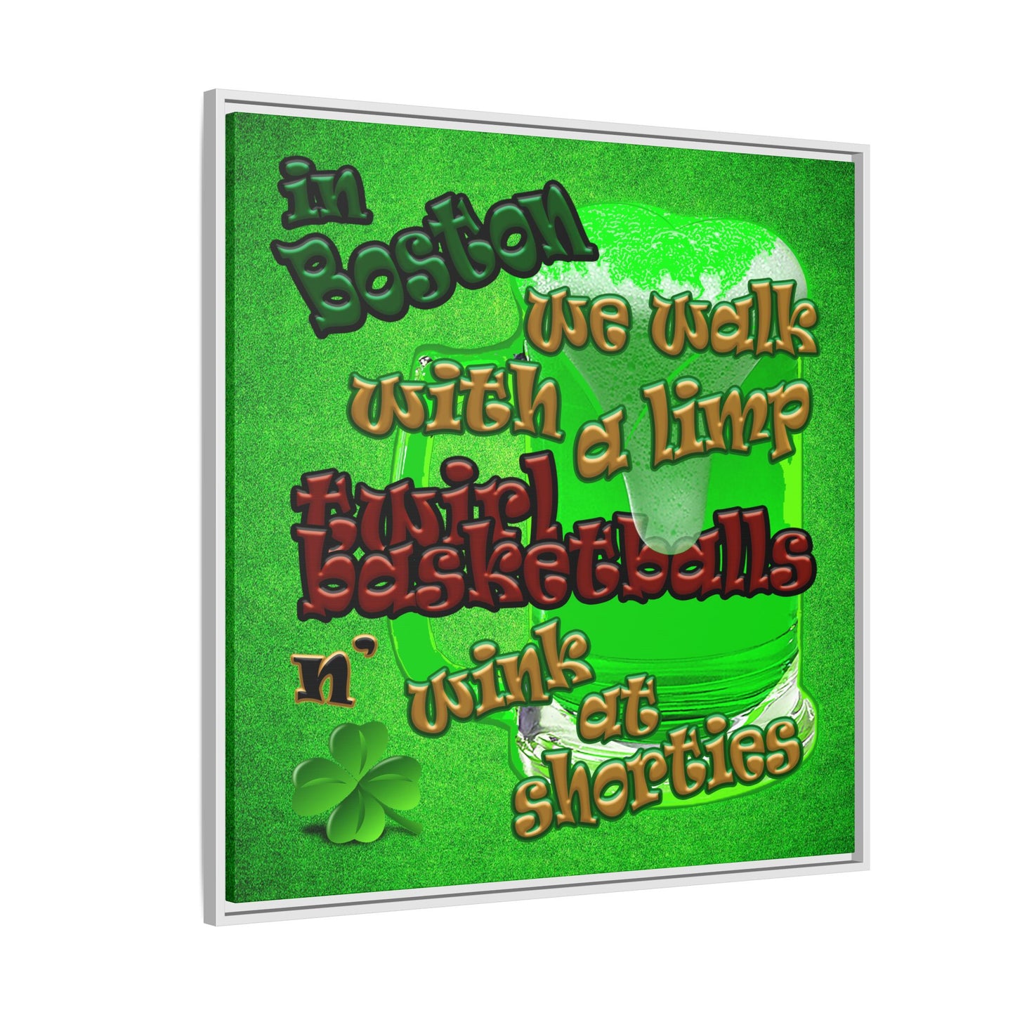 celtics logo - framed canvas art (green turf)