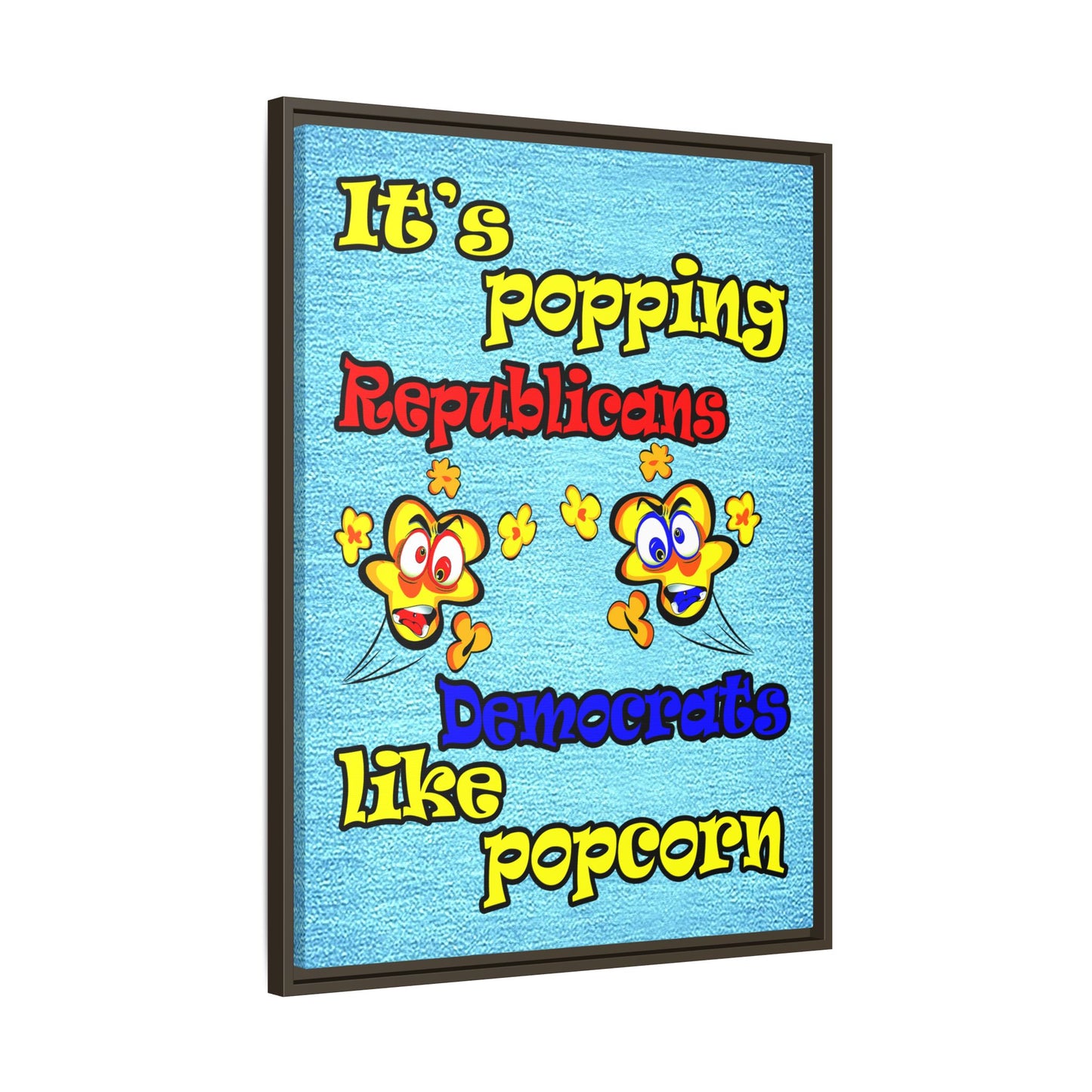 popping like popcorn - framed canvas art (faded dark blue)