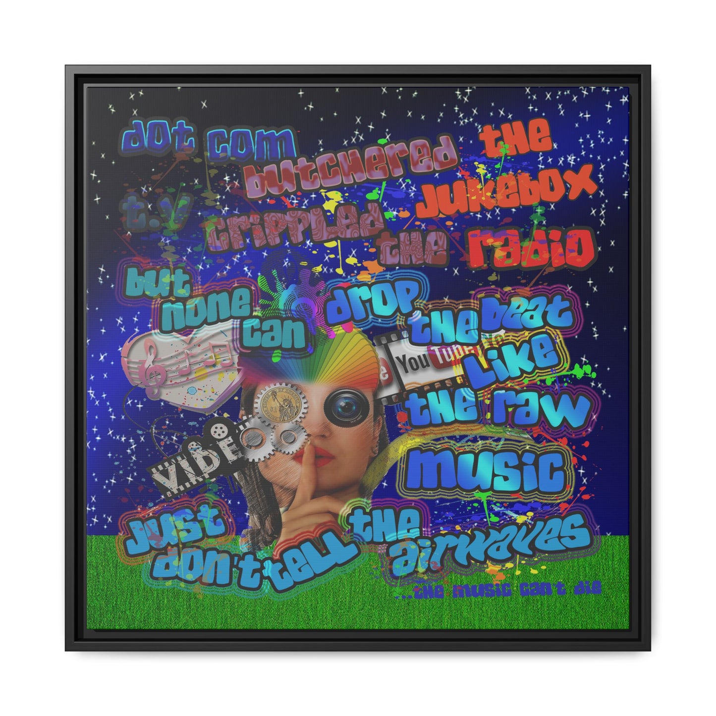 drop the beat - framed canvas art ('snoops' background)