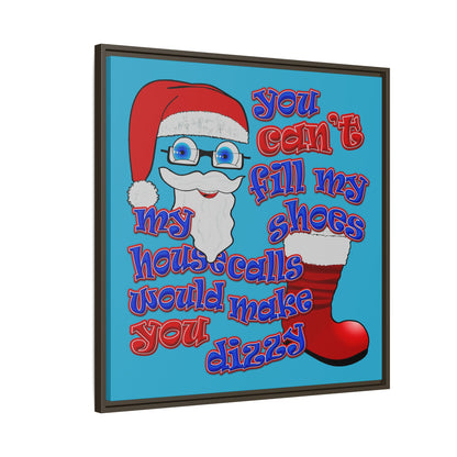 santa's shoes - framed canvas art (turquoise)