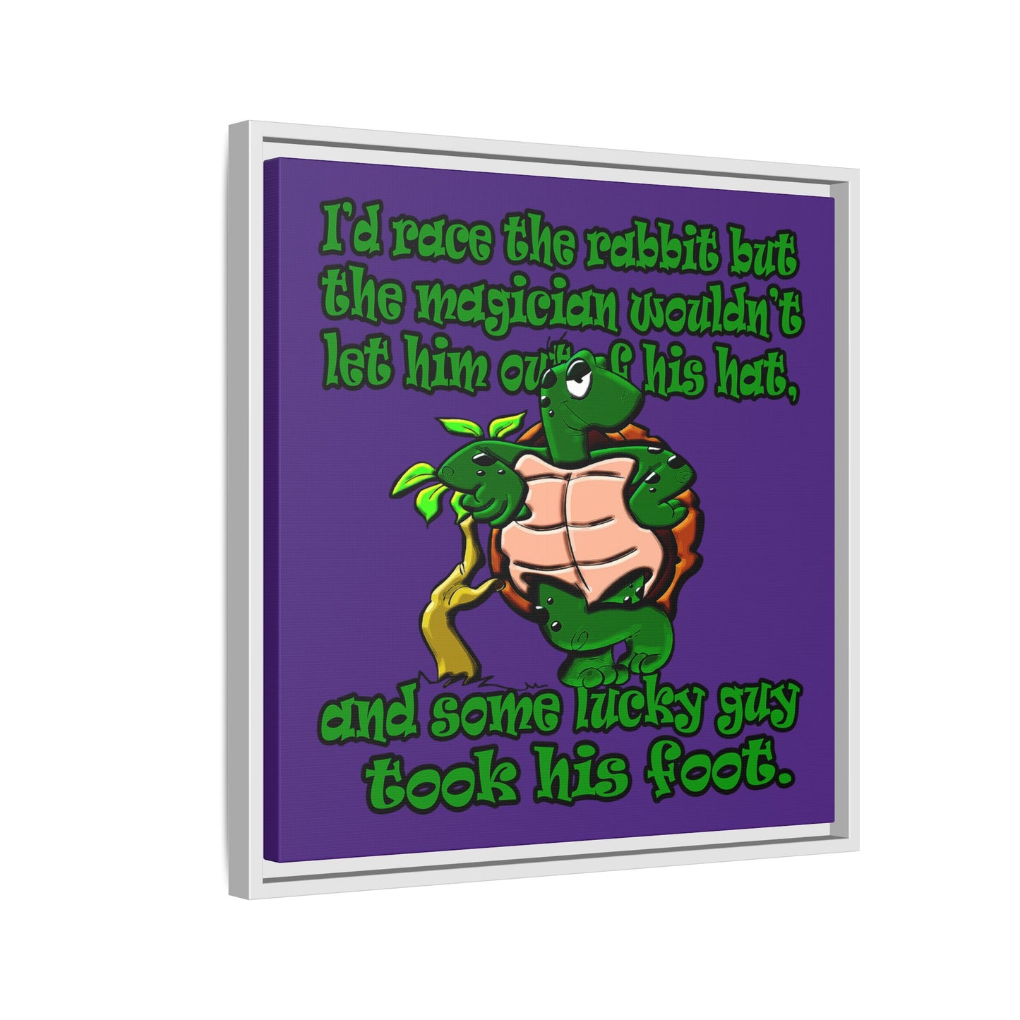 turtle race - framed canvas art (purple)