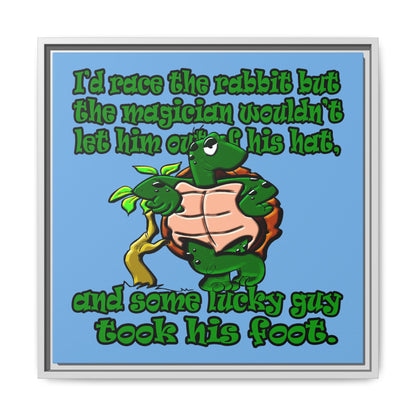 turtle race - framed canvas art (light blue)