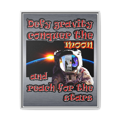 defy conquer reach - framed canvas art (brushed nickel)