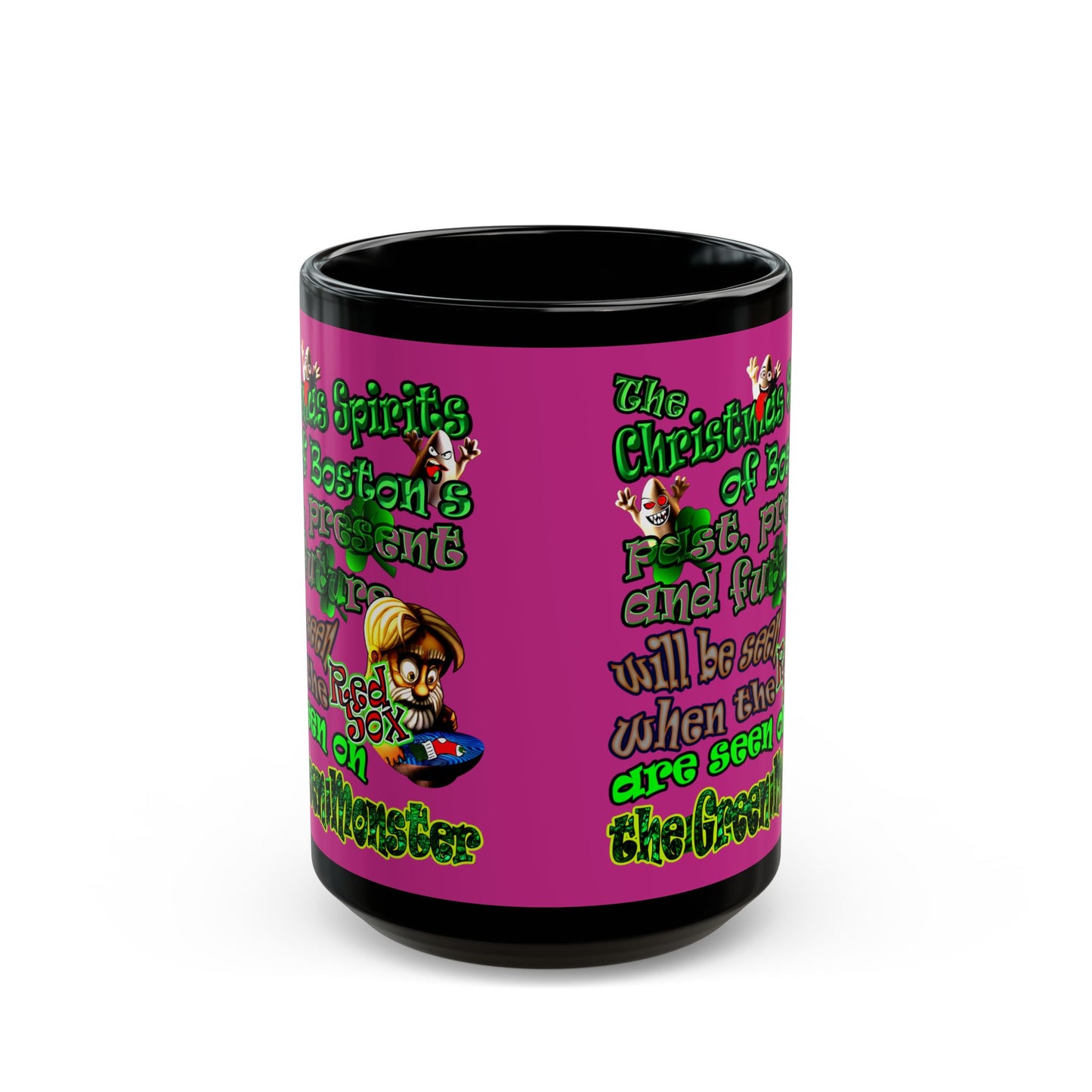 christmas spirits of boston - Black Mug (pink)