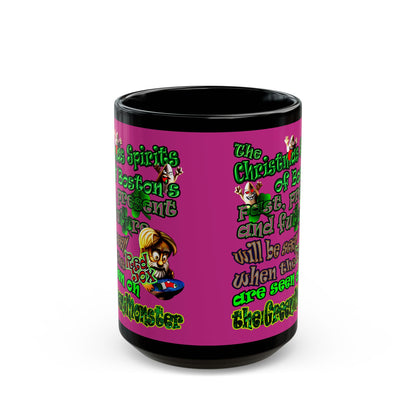 christmas spirits of boston - Black Mug (pink)