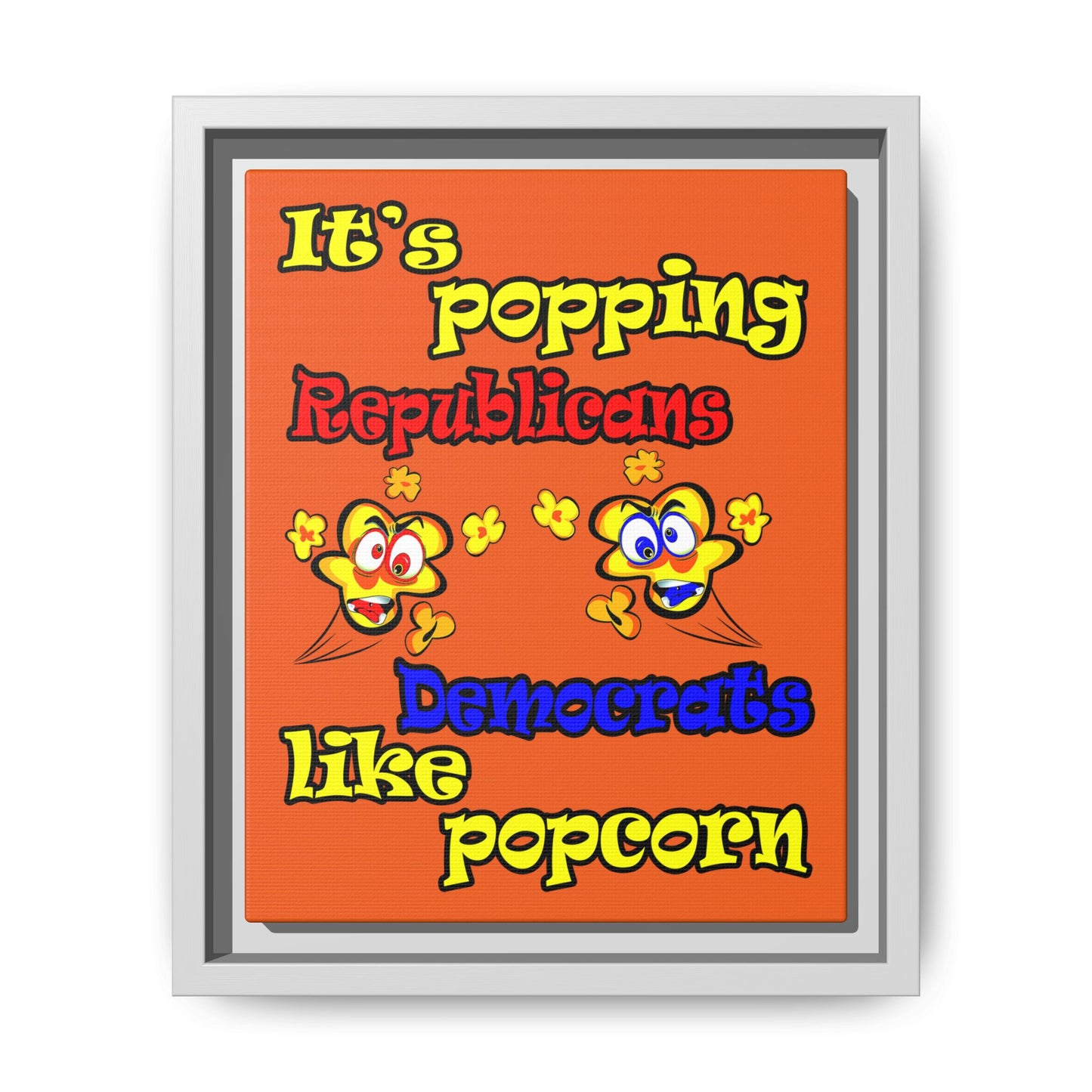 popping like popcorn - framed canvas art (orange)