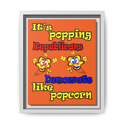 popping like popcorn - framed canvas art (orange)