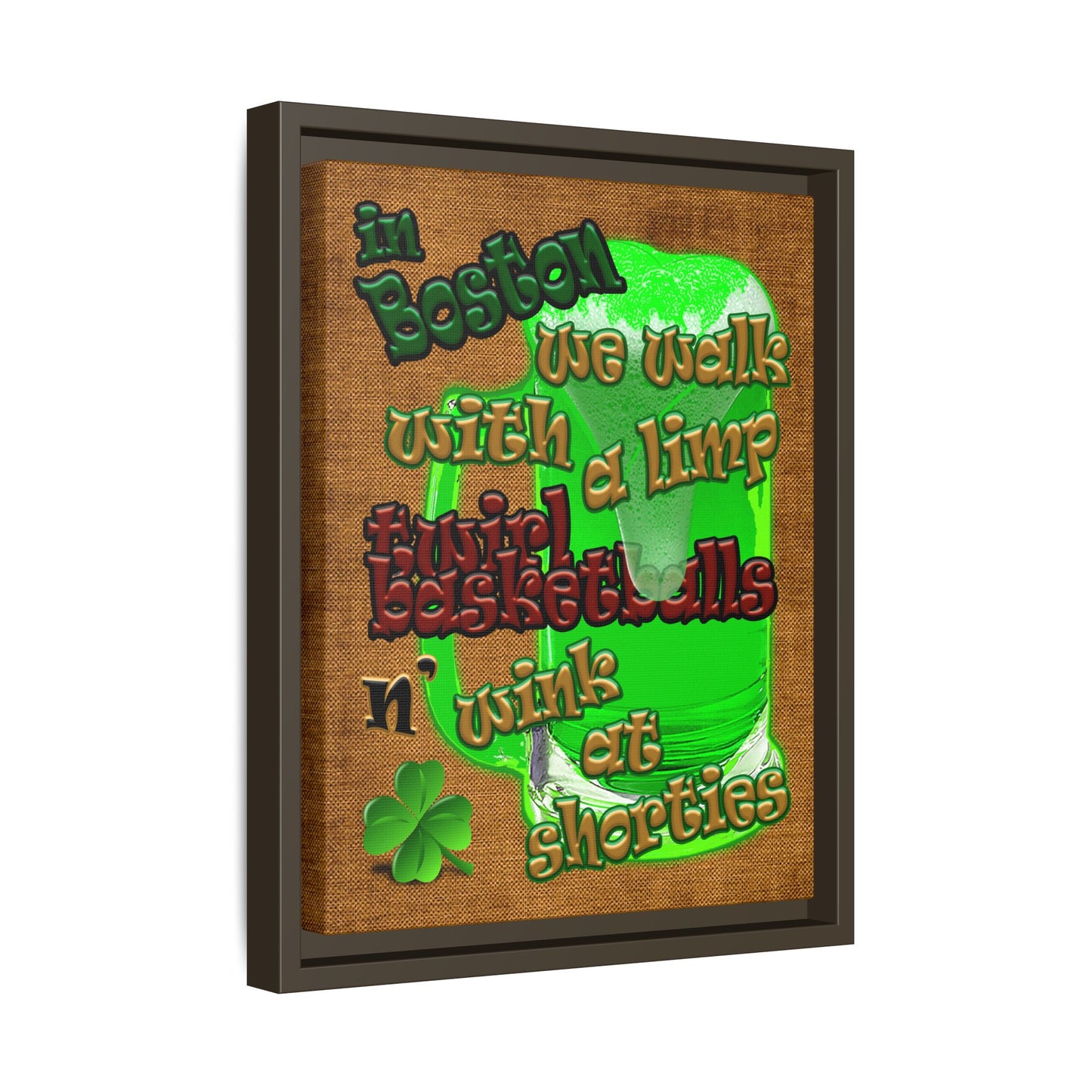celtics logo - framed canvas art (brown papyrus)