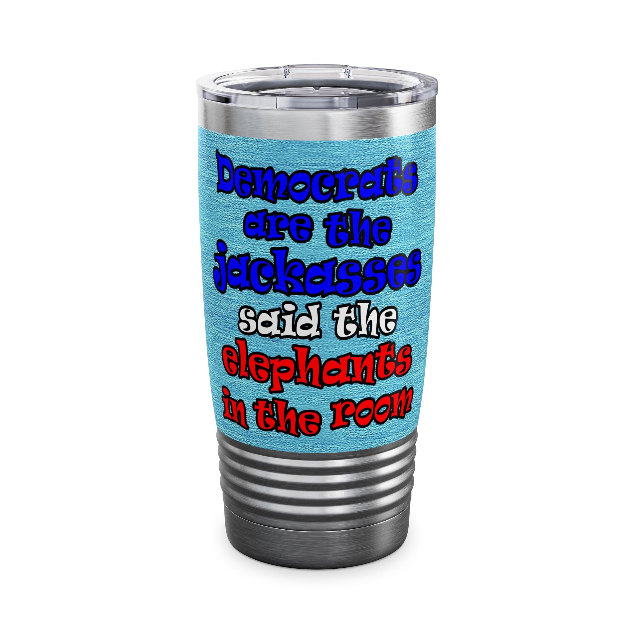 donkeys and elephants - Ringneck Tumbler, 20oz (faded blue)