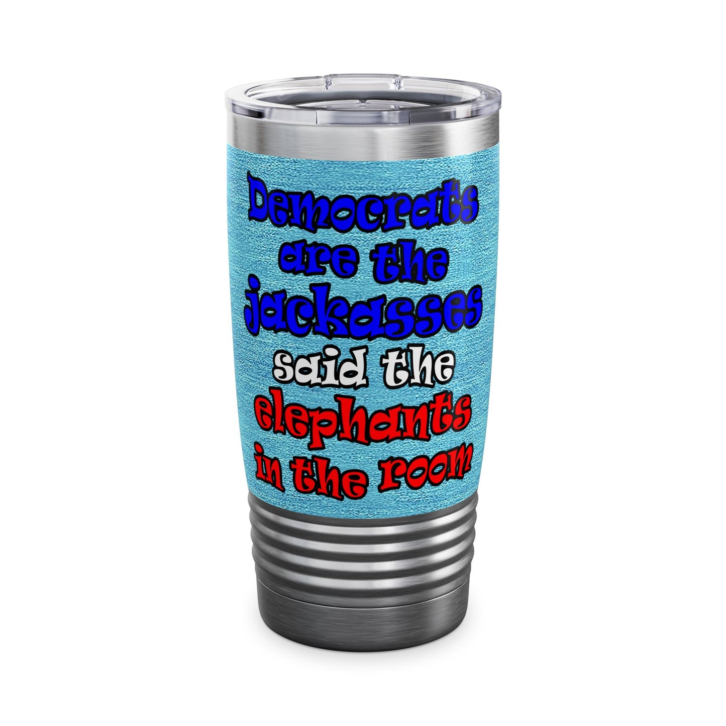 donkeys and elephants - Ringneck Tumbler, 20oz (faded blue)