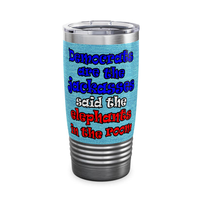 donkeys and elephants - Ringneck Tumbler, 20oz (faded blue)