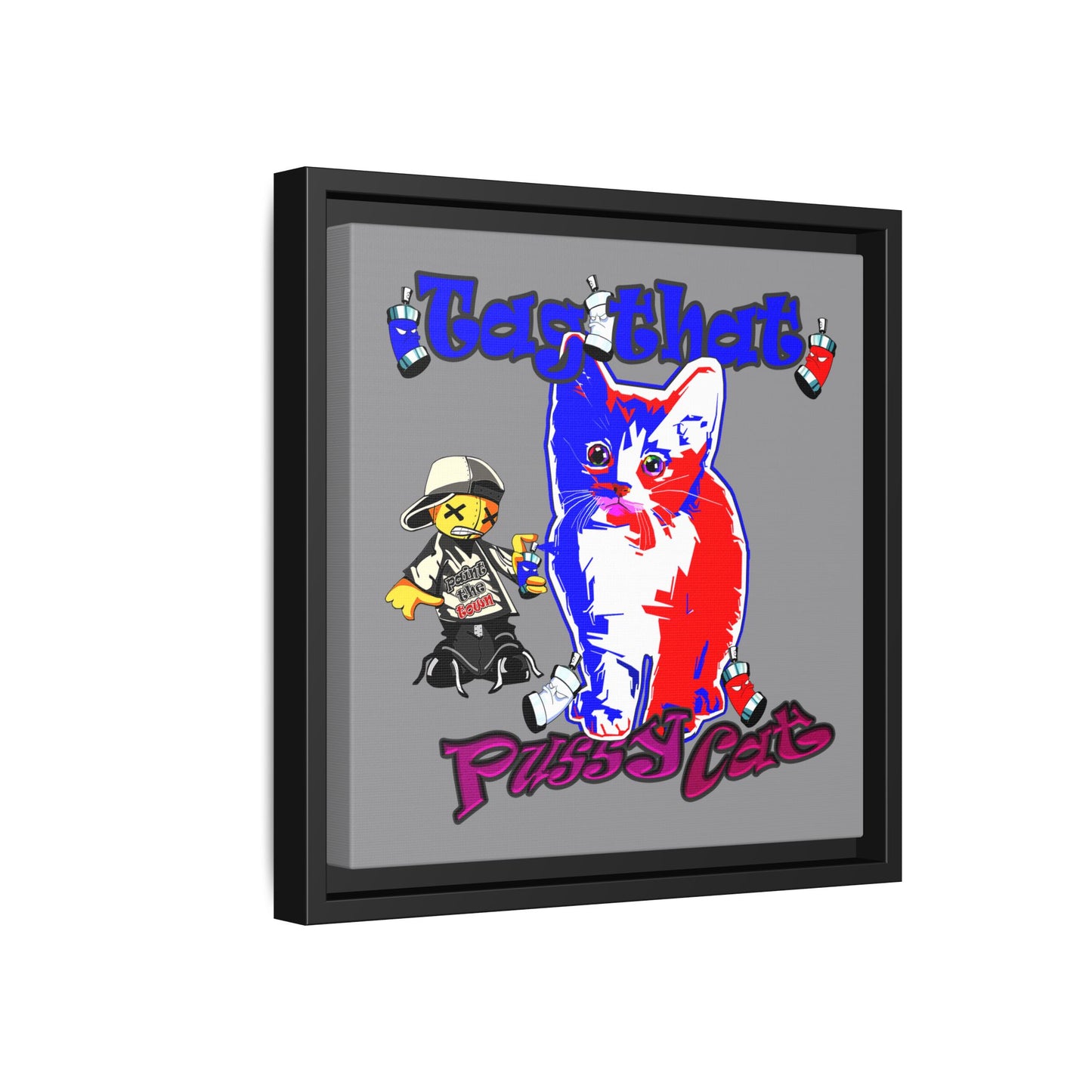 tag that - framed canvas art (grey)