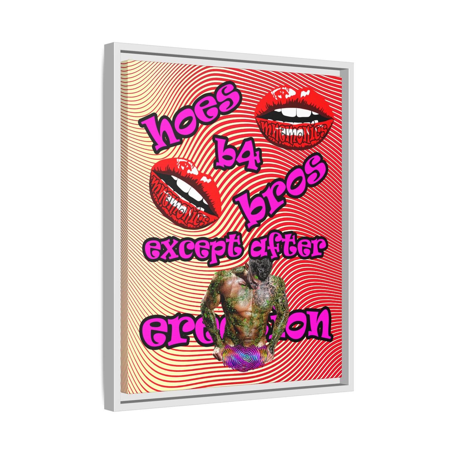 hoes b4 bros - framed canvas art (yellow-orange wave)