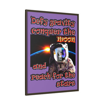 defy conquer reach - framed canvas art (light purple)